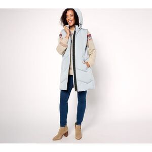 Nuage Women's Petite Jacket 3XP Chevron Quilted Puffer Vest w Blue A662022